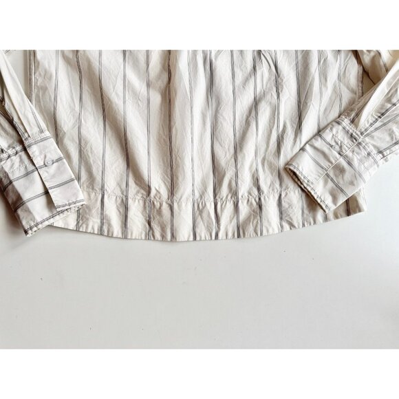 EVERLANE Ivory Striped Cotton Poplin Open Back Breeze Shirt Blouse, Size XS - Picture 12 of 16